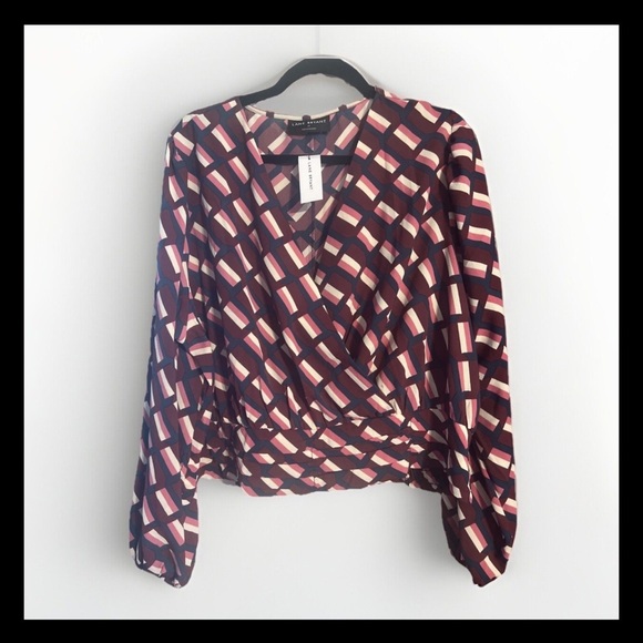 Lane Bryant size 22 long sleeve wrap top geometic print NEW with tags - Picture 1 of 7